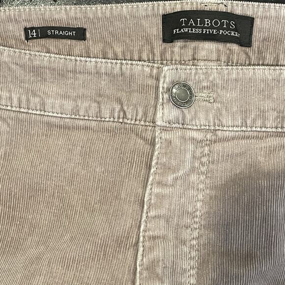 Talbots Corduroy Pants 14 Straight Leg Casual Fall Gray Neutral Office Casual - Picture 4 of 8
